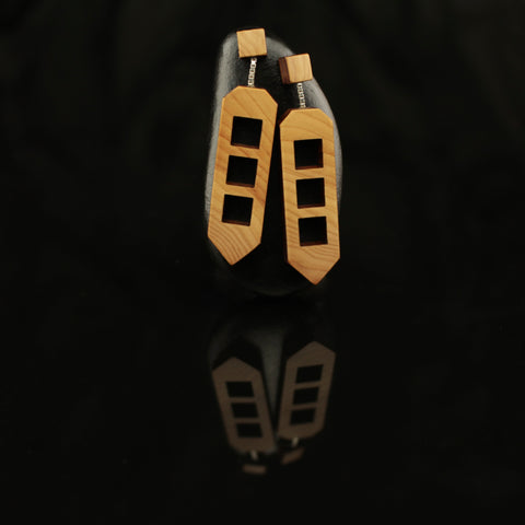 Altice - Handmade Lightweight Geometric Wooden Drop Earrings by Irish Jewellery Designer Rowena Sheen  in Natural Yew Wood