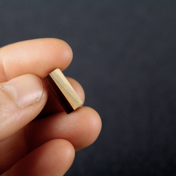 Mini-Rectangles - Small rectangle shaped wooden stud earrings  - handmade in Ireland by Irish jewellery designer Rowena Sheen 