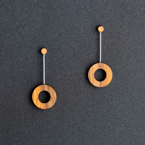 Calder Earrings - Contemporary Irish Handmade Jewellery in wood and sterling silver. 