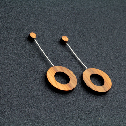 Calder Earrings - Contemporary Irish Handmade Jewellery in wood and sterling silver. 
