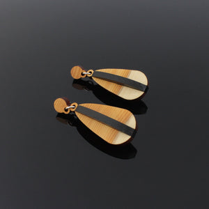 Fand - Handmade in Ireland - Pendant earrings in wood and silver