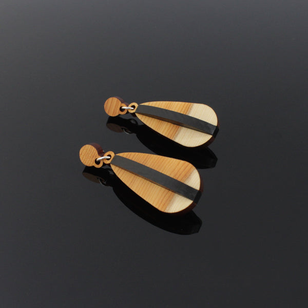 Fand - Handmade in Ireland - Pendant earrings in wood and silver