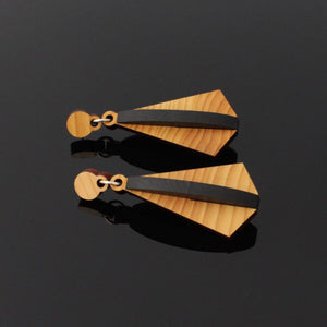 Wras - Irish Jewellery - Geometric wooden pendant earrings - Handmade by Rowena Sheen 