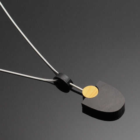 Kandinsky - Handmade in Ireland - Geometric pendant in wood and silver
